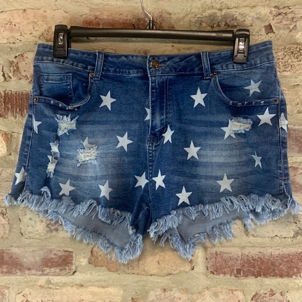 Star blue jean cutoff distressed shorts large